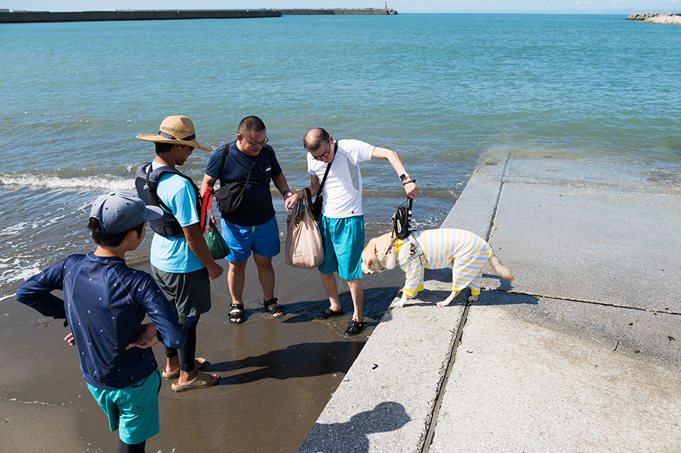 写真:盲導犬と一緒にハンザクラス（ヨット）体験1